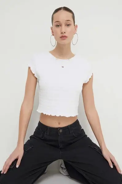 Tričko Tommy Jeans bílá barva, DW0DW17888
