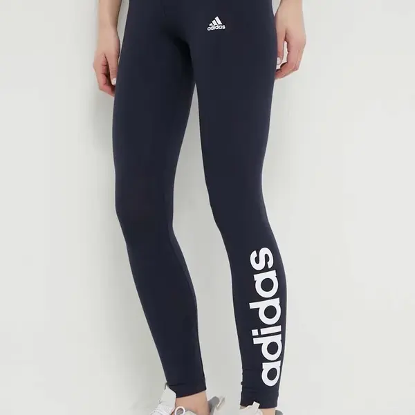 Legíny adidas H07781 dámské, tmavomodrá barva, s potiskem, H07781