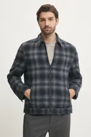 Vlněná košilová bunda Pepe Jeans MARRINGTON tmavomodrá barva, PM403055