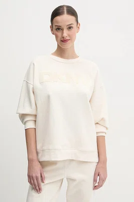 Mikina Dkny dámská, béžová barva, s aplikací, DP5T1140