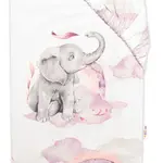Baby Nellys Dětské bavlněné prostěradlo do postýlky, Slon a duha, růžová/bílá, 140x70 cm