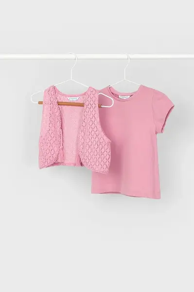 Dětské bavlněné tričko Mayoral růžová barva, 3007