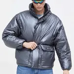 Bunda Tommy Jeans pánská, šedá barva, zimní, oversize