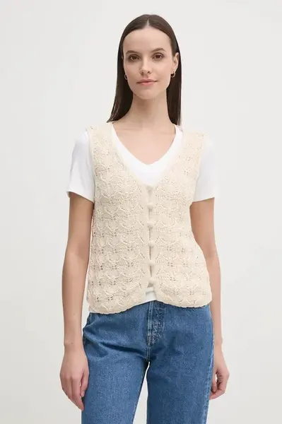 Vesta s příměsí lnu Hoss Intropia béžová barva, 6318053