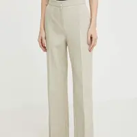 Kalhoty Lovechild dámské, béžová barva, jednoduché, high waist, 24-2-511-2020