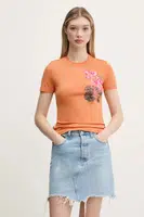 Tričko Desigual BOTANICAL LA oranžová barva, 25SWTK48