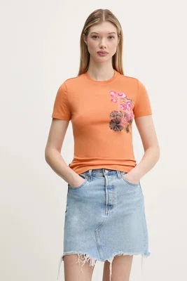 Tričko Desigual BOTANICAL LA oranžová barva, 25SWTK48