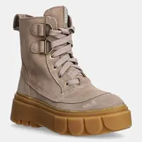 Semišové workery Sorel CARIBOU X BOOT LACE WP dámské, béžová barva, na platformě, 2048431265
