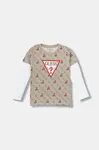 Dětské bavlněné tričko s dlouhým rukávem Guess