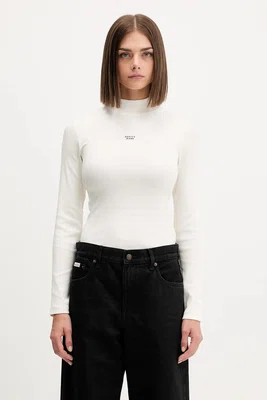 Tričko s dlouhým rukávem Guess Jeans béžová barva, s pologolfem, W5BP23 KA0H1