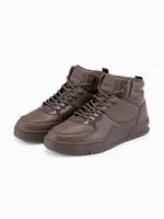 Ombre Men's high-top sneakers shoes with shiny elements - dark brown