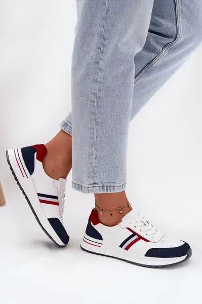 EVENTO Dámské kožené sportovní boty bílo-tmavě modré Lorvessa