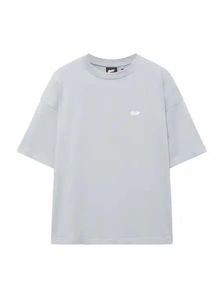 Pull&Bear Tričko 'STWD'  modrosivá / biela