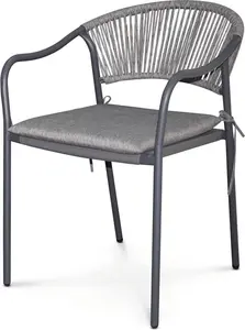 AUTRONIC zahradní židle AZC-L1352 GREY šedá, kovová konstrukce, polyratan
