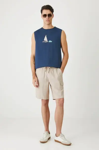 Lněné kraťasy Medicine pánské, béžová barva