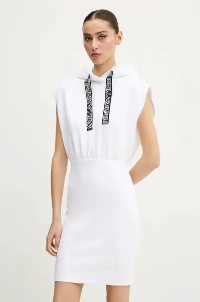 Bavlněné šaty Karl Lagerfeld Jeans bílá barva, mini, A2W13033