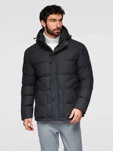 Ombre Men's lightweight jacket with mesh lining and hood - black