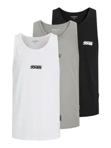 JACK & JONES Tričko 'JCOSAGO'  sivá / čierna / biela