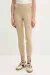 Legíny BOSS dámské, béžová barva, hladké, 50540834