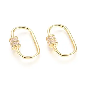 Brass Micro Pave Cubic Zirconia Screw Carabiner Lock Charms
