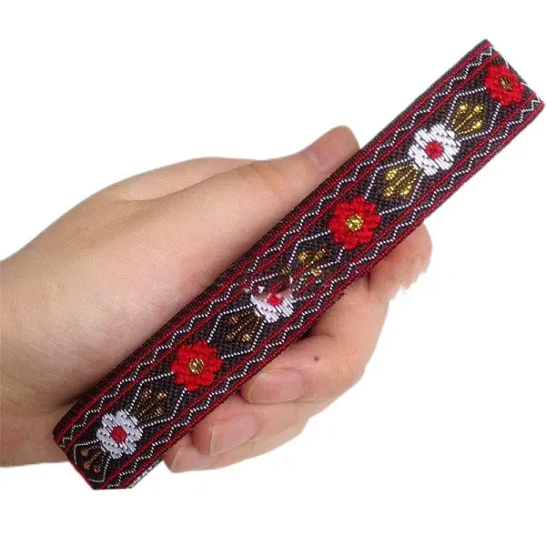 6.8M Ethnic Style Polyester Jacquard Flower Ribbon