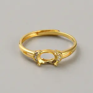 925 Sterling Silver Micro Pave Cubic Zirconia Adjustable Ring Components
