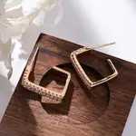 Rectangle Brass Micro Pave Clear Cubic Zirconia Stud Earrings