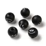 Printed Round Wood European Beads