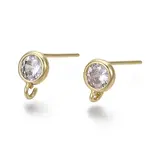 Brass Micro Clear Cubic Zirconia Stud Earring Findings
