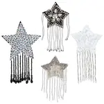 4Pcs 4 Style Star with Glass Bead Tassels Appliques
