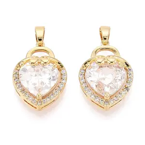 Brass Micro Pave Cubic Zirconia Pendants