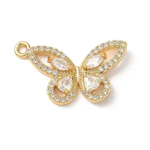 Brass Micro Pave Clear Cubic Zirconia Pendants