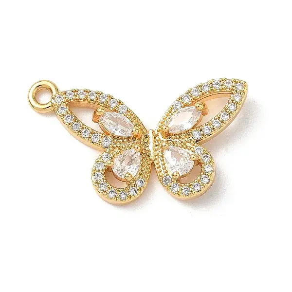 Brass Micro Pave Clear Cubic Zirconia Pendants