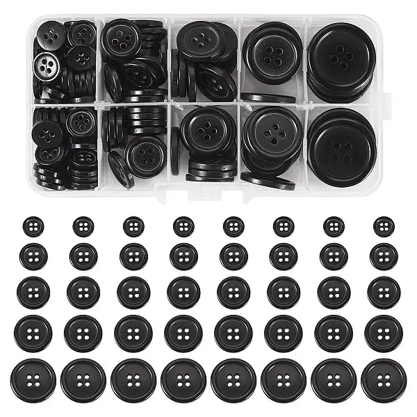 136Pcs 5 Style Resin Buttons