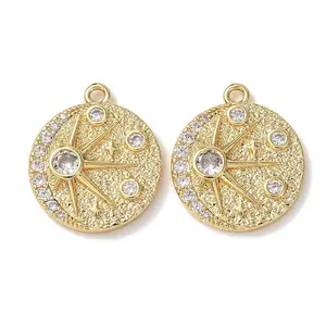 Star & Moon Brass Micro Pave Cubic Zirconia Pendants