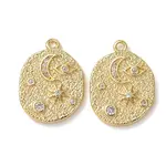 Star & Moon Brass Micro Pave Cubic Zirconia Pendants