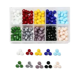 250Pcs 10 Color Opaque Solid Color Glass Beads Strands