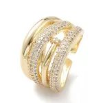 Clear Cubic Zirconia Flower Open Cuff Ring