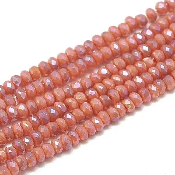 Electroplate Opaque Solid Color Glass Beads Strands