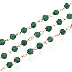 Handmade 304 Stainless Steel Faceted Round Link Chains