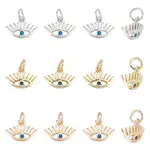 18Pcs 3 Colors Brass Micro Pave Blue Cubic Zirconia Charms