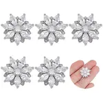 6PCS Brass Micro Pave Clear Cubic Zirconia Buttons
