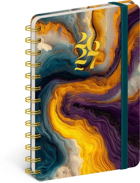 Diář 18měsíční spirálový 2026/2027 Petito - Barevný achát, 13 x 18 cm