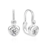 Beneto Něžné srdíčkové stříbrné náušnice AGUC2557D-WHITE