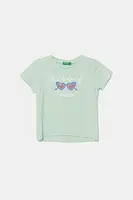 Dětské bavlněné tričko United Colors of Benetton zelená barva, 3I1XG10JB