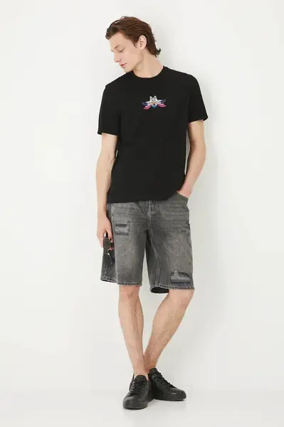 Bavlněné tričko Medicine pánské, černá barva, s potiskem