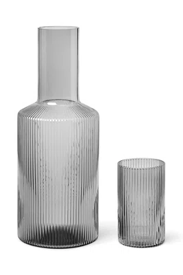 Sklenka ferm LIVING Ripple Lid šedá barva