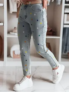 Dámske slim fit rifle s hviezdičkami