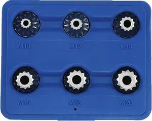 Triumf Hlavice nástrčné 1/2", XZN M10 - M20, vrtané, extra krátké, sada 6 dílů