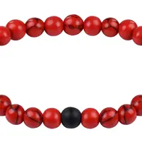 Troli Korálkový náramek z červeného howlitu a onyxu 20 cm